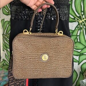 🖤Vintage🔺Bettina Italy 🇮🇹 quail-patterned genuine leather MINI tote bag